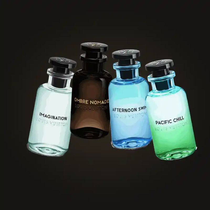 Louis Vuitton fragrance decants — Imagination, Ombre Nomade, Afternoon Swim and Pacific Chill